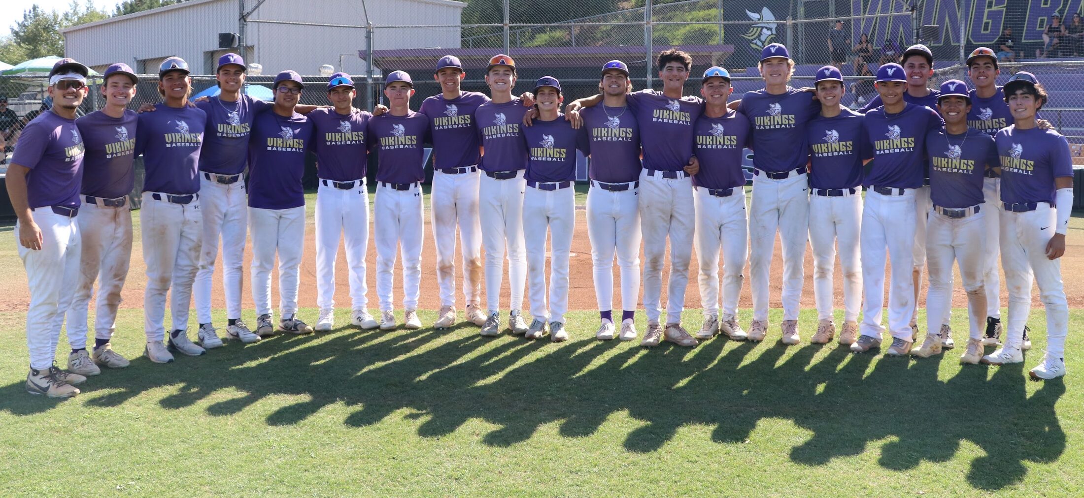 The Valencia Vikings baseball team lined up on the field