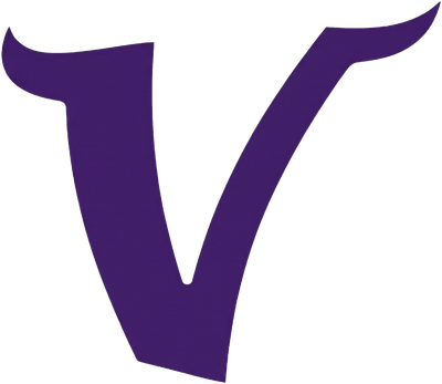 The Valencia Vikings V as a solid purple silhouette with no outline
