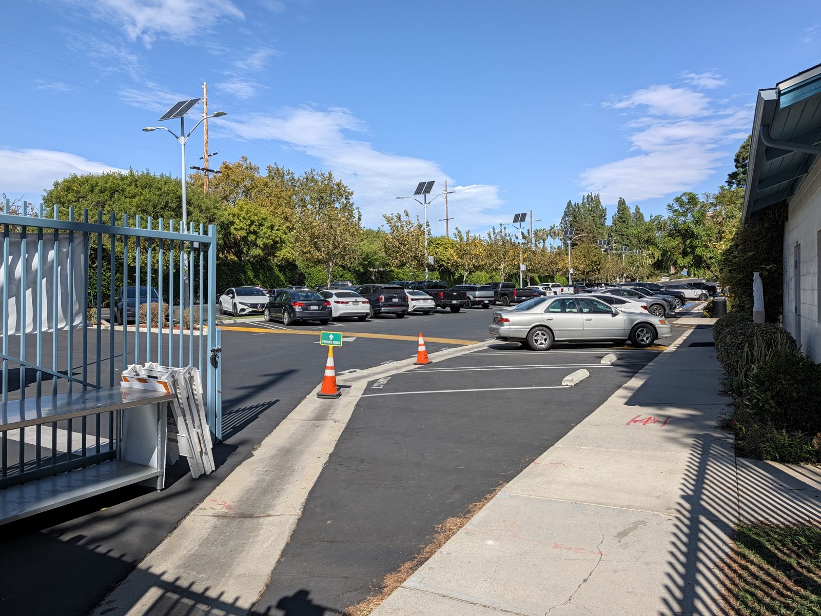 The school lot just inside the gate.