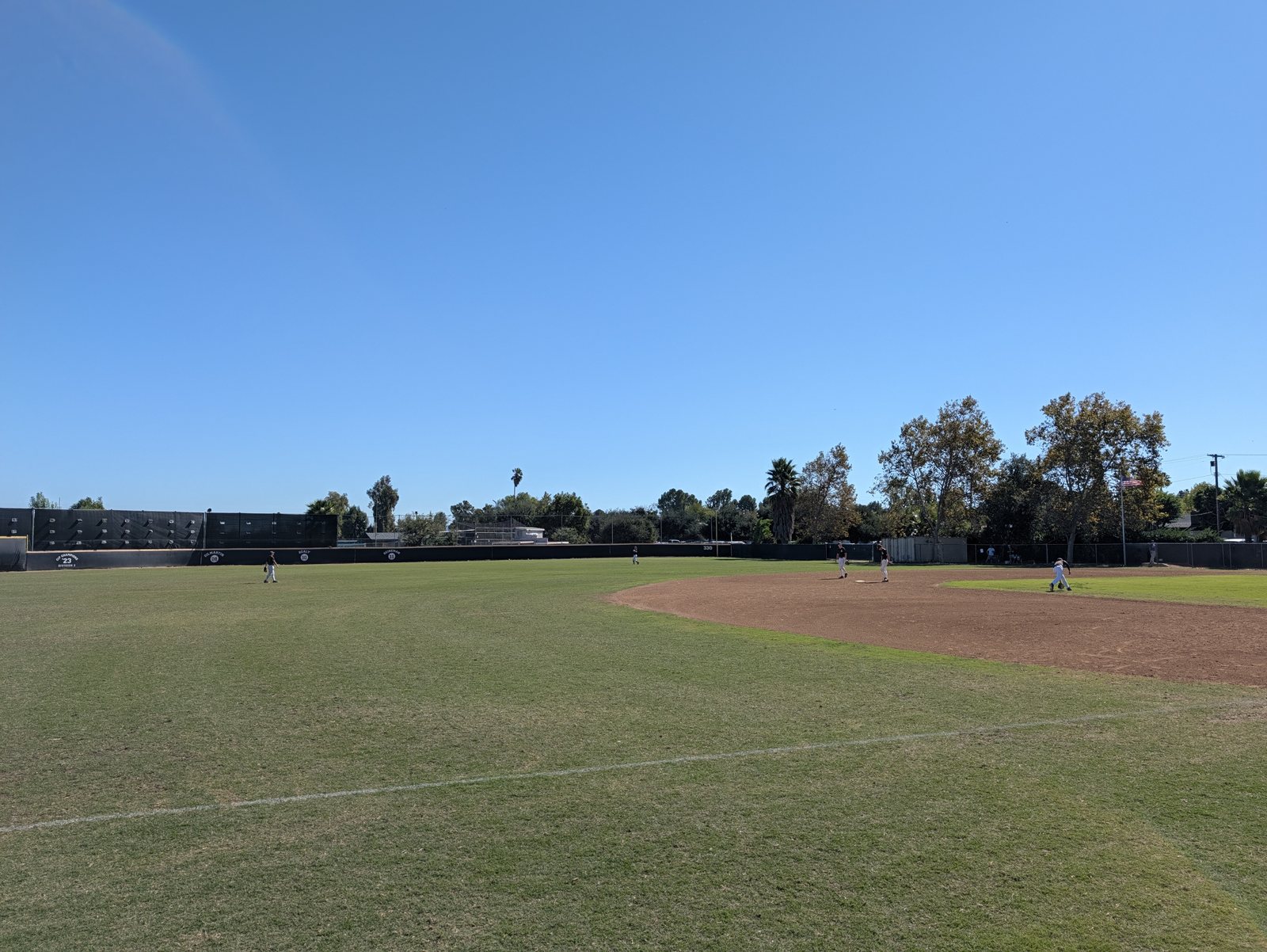 The field from out on the outfield grass.