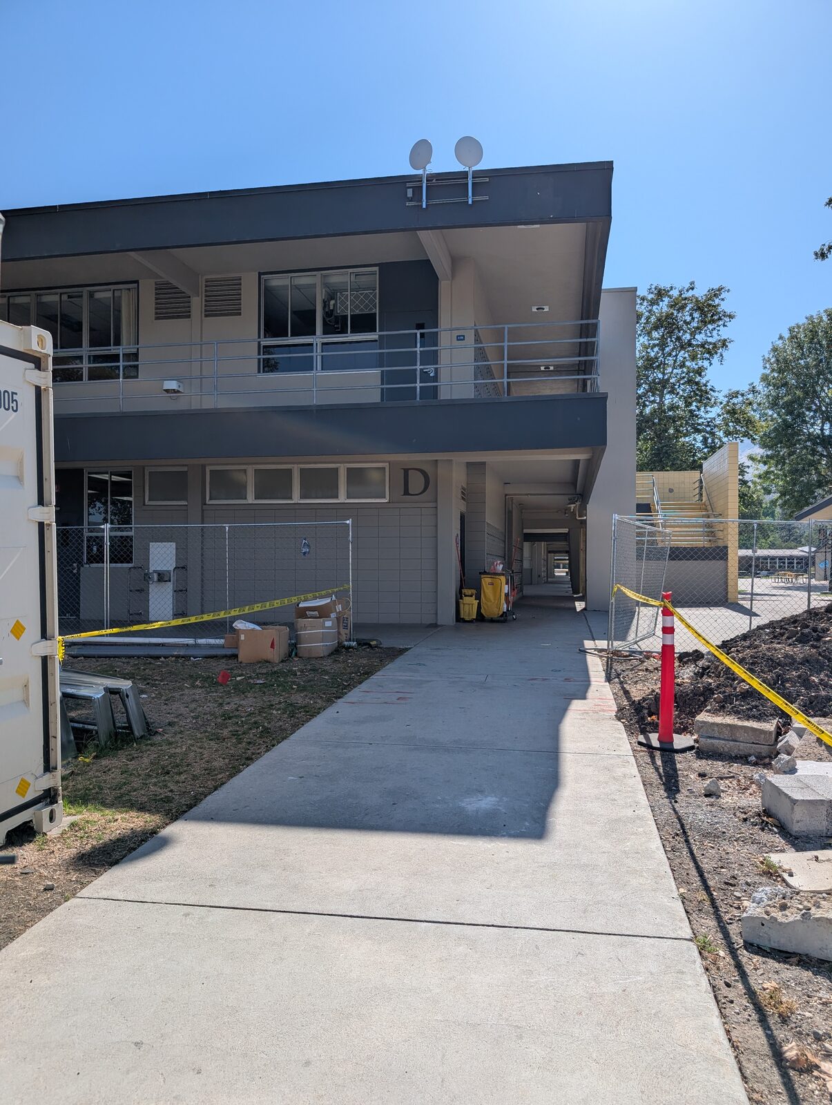 Building D, with the covered breezeway where the restrooms are.